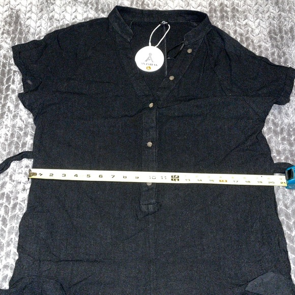 Anrabess Black Linen Blend Romper/Jumpsuit. Wide Leg w waist tie belt.  Large. - Picture 6 of 14